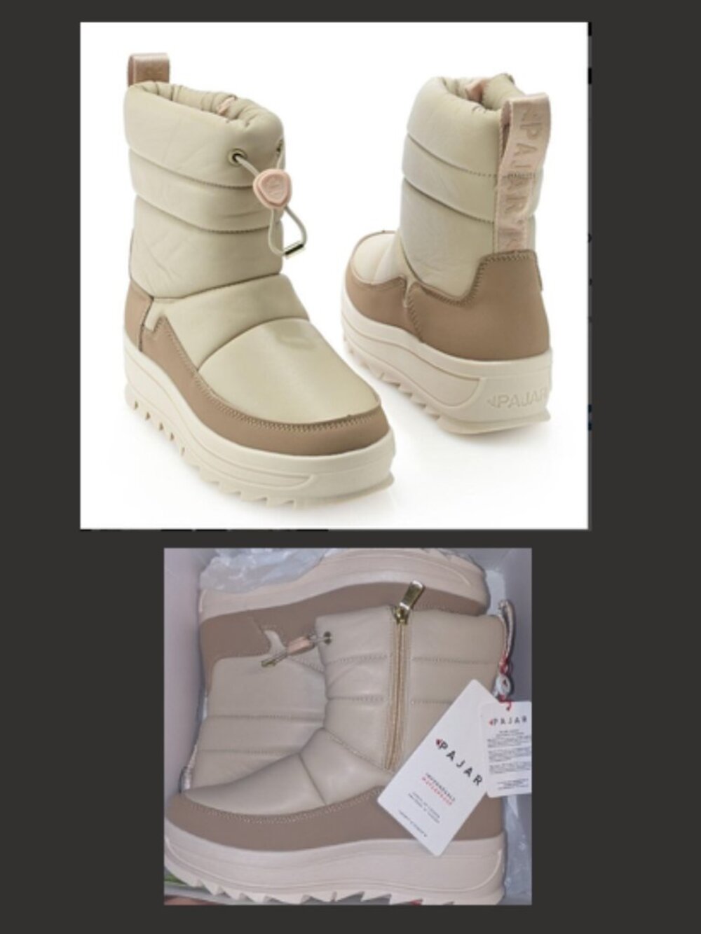 NEW Pajar Canada "Gepelle" Light Sand Leather Boots Womens 8.5